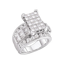 14kt White Gold Princess Diamond Cluster Bridal Wedding Engagement Ring Size 11 - £3,083.11 GBP