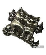 Vintage Sterling Silver 925 Two Cats / Kittens Pin Brooch BEAU - $24.35 CAD
