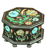 5&quot;x5&quot;x3&quot; Black Marble Jewelry Belgium Box Handicraft Inlay Floral Home D... - £440.47 GBP