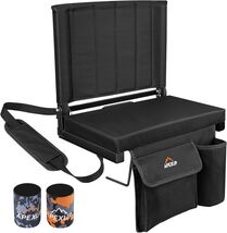 Elegant Black Stadium Seat with Back Support &amp; Cup Holder, Ideal for Events - $60.34