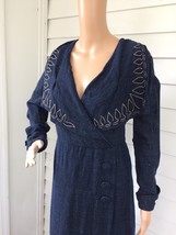 Vintage 30s Dark Blue Dress Large Collar NRA Eagle XL Plus AS Is - £86.50 GBP