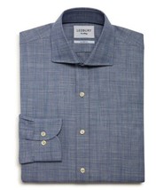 Ledbury Brenton Check Slim Fit Dress Shirt Mens Color Navy Size 17.5 X 37 Inch - £105.17 GBP