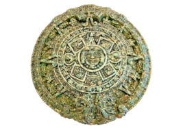 Wall Plaque Aztec Mayan Calendar Art Hanging Green Stone 7 In Diameter Vintage - £24.75 GBP
