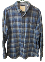 Original Weatherproof Flannel Shirt Mens Size Large Blue Black  Button Down - £11.39 GBP