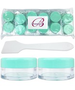 12Pcs 10G/10Ml Makeup Cream Cosmetic Green Sample Jar Containers With Spatulas