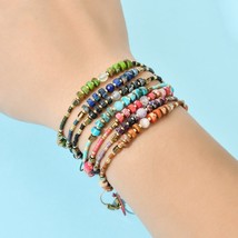 7pcs/set Wholesale Mixed Boho Thin Bracelet Handmade Natural Stone Beads Bracele - £36.61 GBP