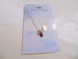 Inspired Life Gold Red Charm Pendant Necklace P804 - £4.66 GBP