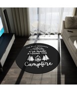 Round 60&#39;&#39; Chenille Cozy Rug, Vivid Black and White Campfire Adventure - $150.38