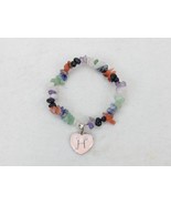 Vintage Costume Jewelry, Multi-Stone Polished Chip Bracelet w/ &quot;H&quot; Charm... - $10.68 CAD
