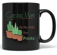 PixiDoodle Gardening Plant Mom Cactus Coffee Mug (11 oz, Black) - £20.37 GBP+