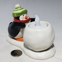 VTG Hallmark Penguin Snowball Candle Holder w Battery Tea Light Christmas Decor - £8.73 GBP