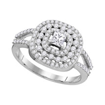 14k White Gold Princess Diamond Solitaire Triple Halo Wedding Engagement Ring - £764.81 GBP