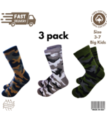 3 Pack Big Kids Crew Cotton Camo Socks for Boys Girls Youth Soft &amp; Durable - $28.15 CAD