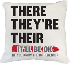 Make Your Mark Design There, They&#39;re, Their. Sarcastic White Pillow Cover for Gr - £19.73 GBP+