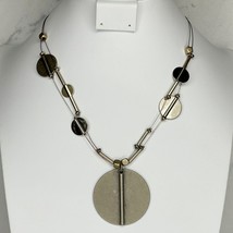 Chico&#39;s Beaded Double Strand Gold Tone Pendant Necklace - £7.76 GBP