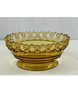 Vintage Imperial Glass Amber Crocheted Laced Edge &amp; Footed Oval Candy Bo... - £11.87 GBP