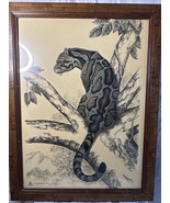 RAMA SAMARAWEERA &quot;CLOUDED LEOPARD&quot; SUPERB VINTAGE PRINT IN ORIG FRAME 26... - $222.75