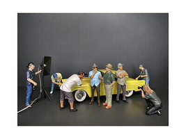 Weekend Car Show 8 piece Figurine Set 1/18 Scale Models American Diorama - £80.77 GBP