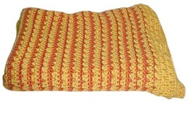 Hand Made Crochet Throw Blanket/Afghan #3659 Yellow/Orange 59x36 NEW - $28.01