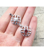 925 Sterling Silver - Faceted Garnet Linked Cross Wheels Drop Pendant - ... - $32.76 CAD