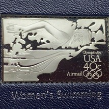 Franklin mint postage stamp sterling silver Olympics 1984 USA Women Swimming vtg - £19.42 GBP