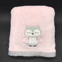 Just Born Owl Baby Blanket Sleeping Embroidered Satin Binding Lovey - $21.99