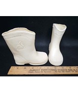Vintage White Plastic Doll Rain Boots with Embossed Swan – No Markings - $25.48