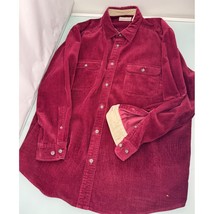 Vintage Fieldmaster Men Corduroy Flannel Thick Button Up Shirt Burgundy XL - £23.51 GBP