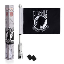 Diamond Plate Motorcycle Flag Pole Kit with POW/MIA Flag - £27.57 GBP