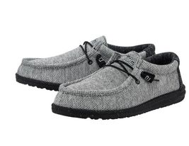 HEY DUDE SIZE 13 14 15 DARK WEB GRAY WHITE WALLY STRETCH LIGHTWEIGHT LOA... - $52.90