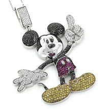 3.5Ct Round Simulated Diamond Mickey Mouse Pendant Gold Plated 925 Silver - £159.03 GBP