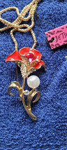New Betsey Johnson Necklace Red Rose Valentine Love Collectible Decorative Nice  - £12.01 GBP
