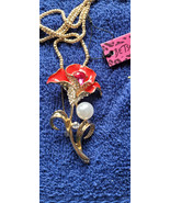 New Betsey Johnson Necklace Red Rose Valentine Love Collectible Decorati... - £11.78 GBP