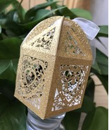 100pcs Glitter Gold Packaging Boxes,Laser Cut Wedding Gift Boxes,Wedding... - £37.74 GBP
