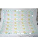 New Bunny Princess Cotton Baby Blanket Seafoam Green Pink Gold Quilt Han... - £19.74 GBP
