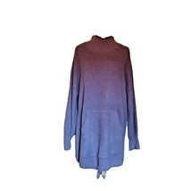 RDI Sweater Denim Gray Women Kangaroo Pocket Mock Neck Size Small - £17.19 GBP