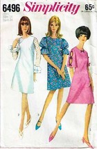 Vintage 1966 Misses DRESSES Simplicity Pattern 6496-s Size 14 - $12.00