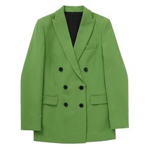 Garaouy 2022 Spring Autumn Apple Green Office Lady Long Sleeve Suit Blazer Jacke - £144.65 GBP