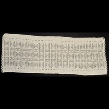 Vintage Handmade Creme Crochet Cotton Lace Doilies Mat Rectangular  27 x... - £5.80 GBP