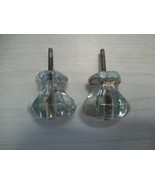 2 Lg 36 mm x 34.5 mm Vintage Clear Glass Drawer Pull Knobs w/Bolts&amp;Nuts;... - £31.45 GBP