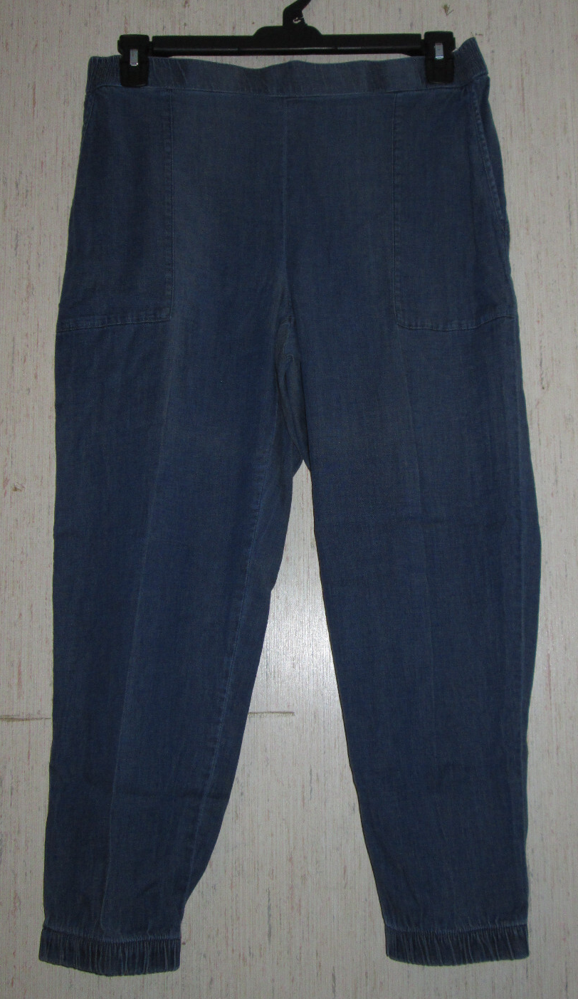 EXCELLENT WOMENS H BY HALSTON LYOCELL DENIM LOOK PULL ON JOGGER PANT  SI... - $26.95