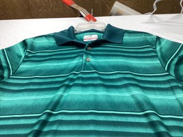 Men&#39;s Grand Slam Air Flow Green Striped Golf Polo Shirt Size Medium - £8.50 GBP