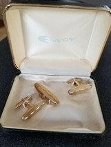 Vintage Envoy Cuff Links and Tie Bar gold tone - £6.25 GBP