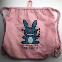 Y2k Jim Benson A Happy Bunny drawstring Bag Pink 14x12” Cute But Psycho ... - $20.00