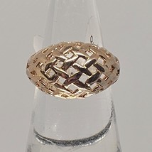 Open Weave Dome Ring 18k Yellow Dome Plated Size 6 New Old Stock Vintage - $24.99