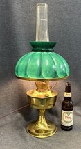 Antique Polished Brass Electrified Aladdin Lamp &amp; Hunter Green 10” Shade - $133.65
