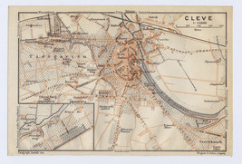 1909 Antique City Map Of Kleve Cleve Cleves / North Rhine - Westphalia Germany - $26.53