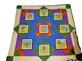 Handmade Baby Quilt Crib Blanket Counting Teddy Bears Colorful 47&quot;x46&quot; - £38.93 GBP