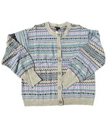 Talbots Sweater Women&#39;s Medium Purple Gray Fair Isle Merino Wool Cardiga... - $532.93 MXN