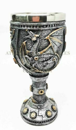 Steampunk Robotic Cyborg Dragon Eternal Voyage 5oz Wine Drink Goblet Cha... - $19.99